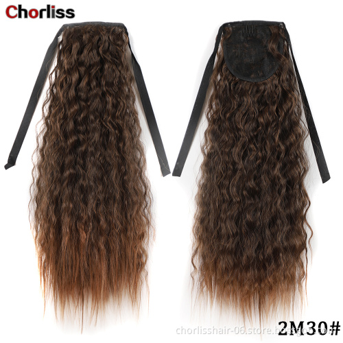 New Arrival Long Black Kinky Curly Weave Hair Piece Wrap Ponytail Hair Extensions Synthetic Hair Clip Ponytail For Woman Daily